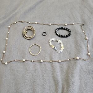 ARTISAN Costume Jewelry Handmade Bracelets Necklace Ring Size 7 Gunmetal 6PC
